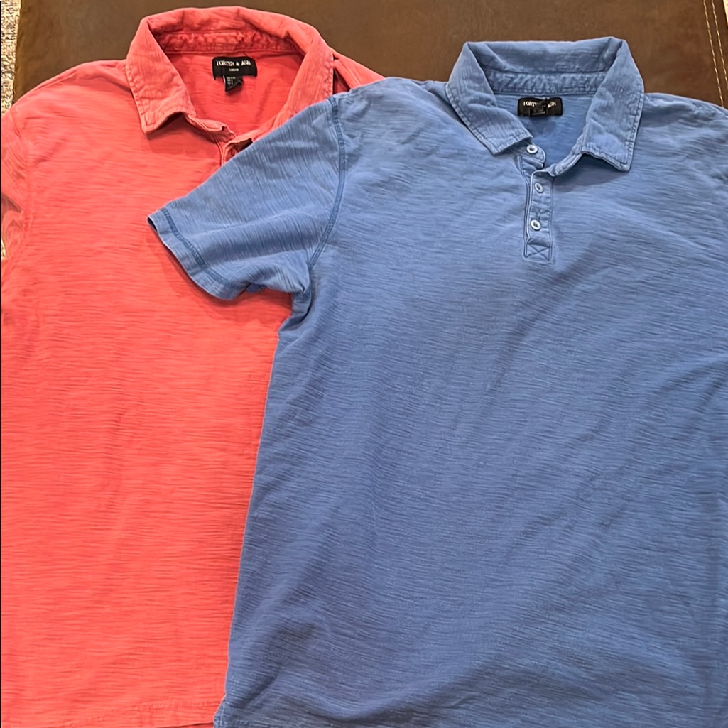 Porter & Ash London Men’s Polo Shirts Size Large. One Blue , One Red. 100 Cotton
